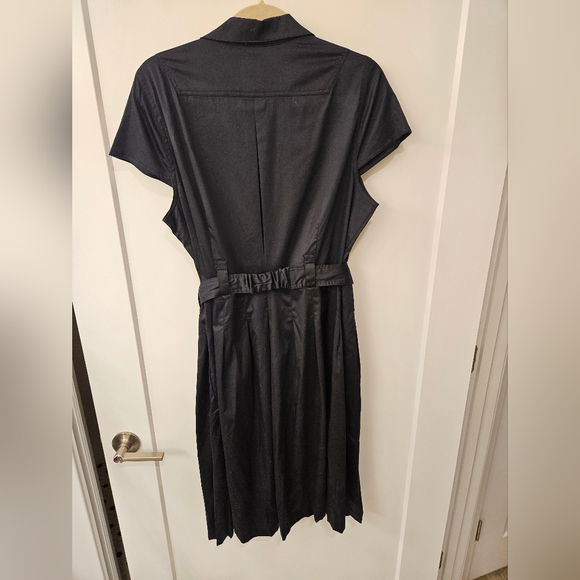 NWT - Alfani Cotton Satin Finish Black Shirt Dress - Size 16W - Picture 8 of 12